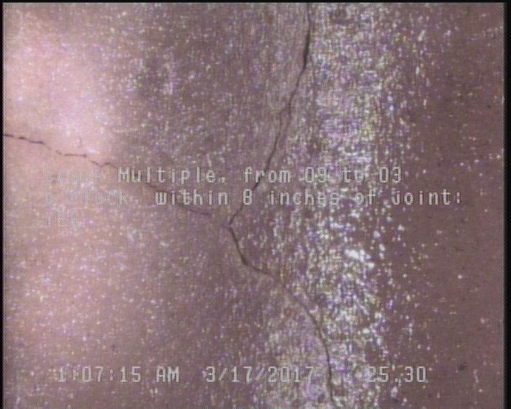 Crack Multiple, from 09 to 03 o'clock, within 8 inches of joint: YES