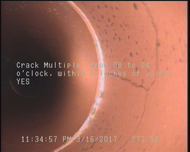 Crack Multiple, from 08 to 04 o'clock, within 8 inches of joint: YES