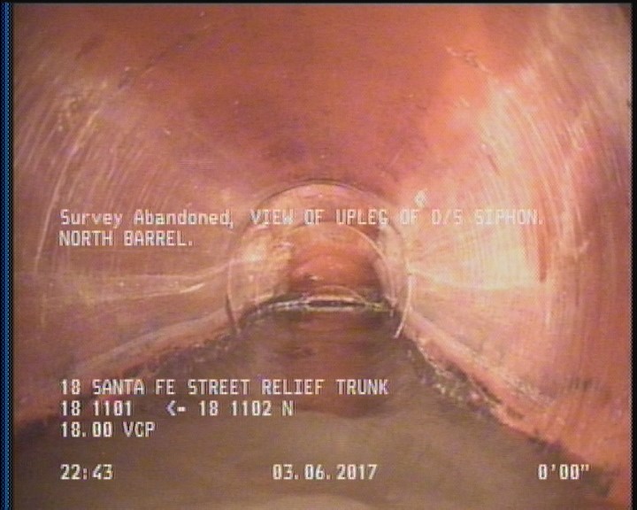 Survey Abandoned - VIEW OF UPLEG OF D/S SIPHON. NORTH BARREL.