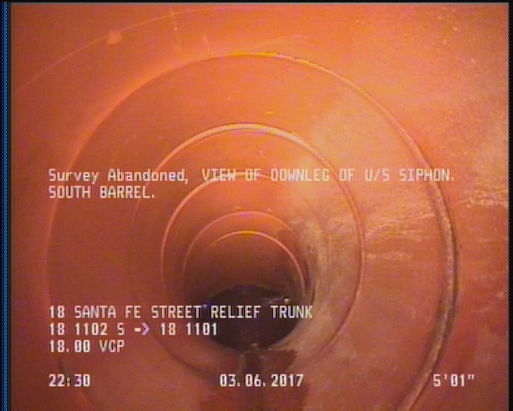 Survey Abandoned - VIEW OF DOWNLEG OF U/S SIPHON. SOUTH BARREL.