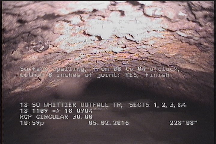 Surface Spalling, from 08 to 04 o'clock, within 8 inches of joint: YES, Finish