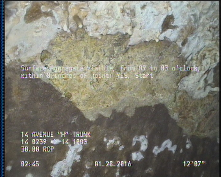 Surface Aggregate Visible, from 09 to 03 o'clock, within 8 inches of joint: YES, Start