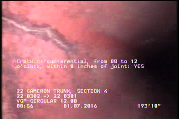 Crack Circumferential, from 08 to 12 o'clock, within 8 inches of joint: YES