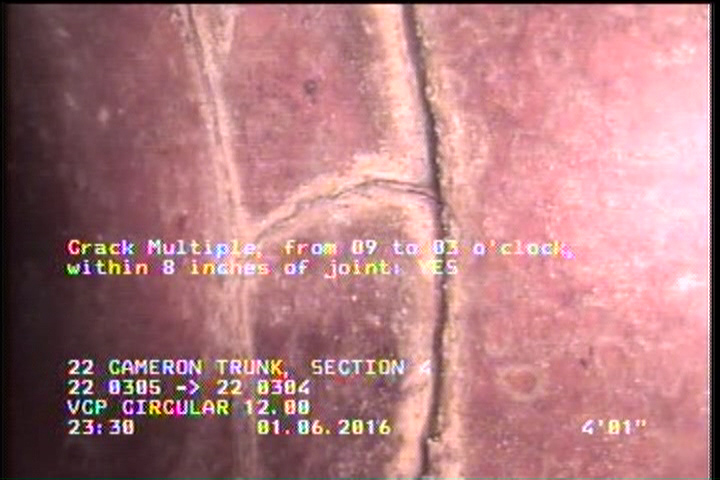 Crack Multiple, from 09 to 03 o'clock, within 8 inches of joint: YES
