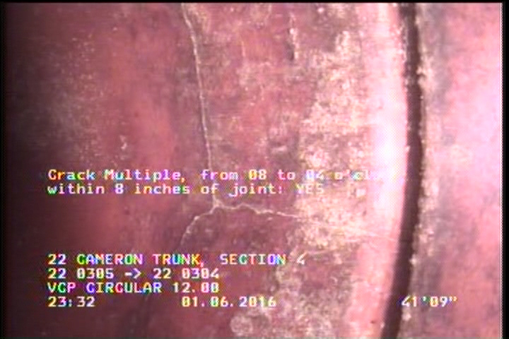 Crack Multiple, from 08 to 04 o'clock, within 8 inches of joint: YES