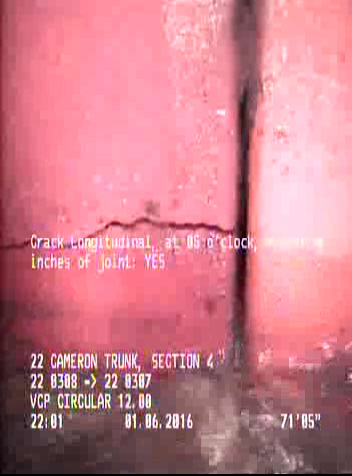 Crack Longitudinal, at 05 o'clock, within 8 inches of joint: YES
