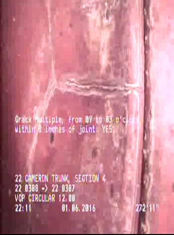Crack Multiple, from 09 to 03 o'clock, within 8 inches of joint: YES