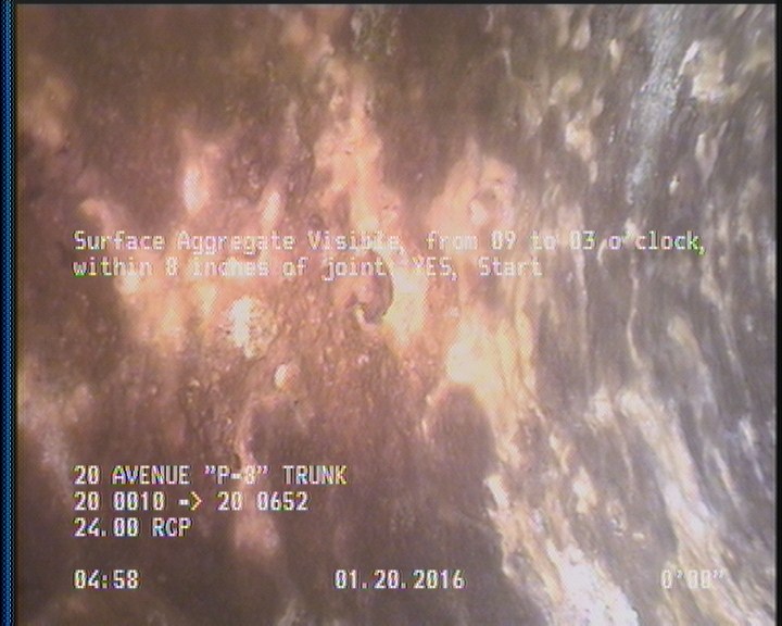 Surface Aggregate Visible, from 09 to 03 o'clock, within 8 inches of joint: YES, Start