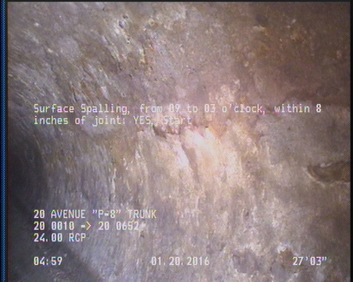 Surface Spalling, from 09 to 03 o'clock, within 8 inches of joint: YES, Start