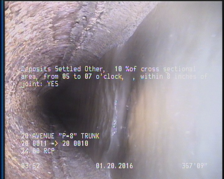 Deposits Settled Other, 10 %of cross sectional area, from 05 to 07 o'clock, , within 8 inches of joint: YES