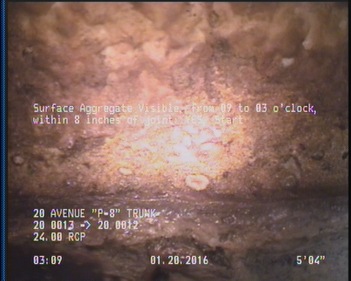 Surface Aggregate Visible, from 09 to 03 o'clock, within 8 inches of joint: YES, Start