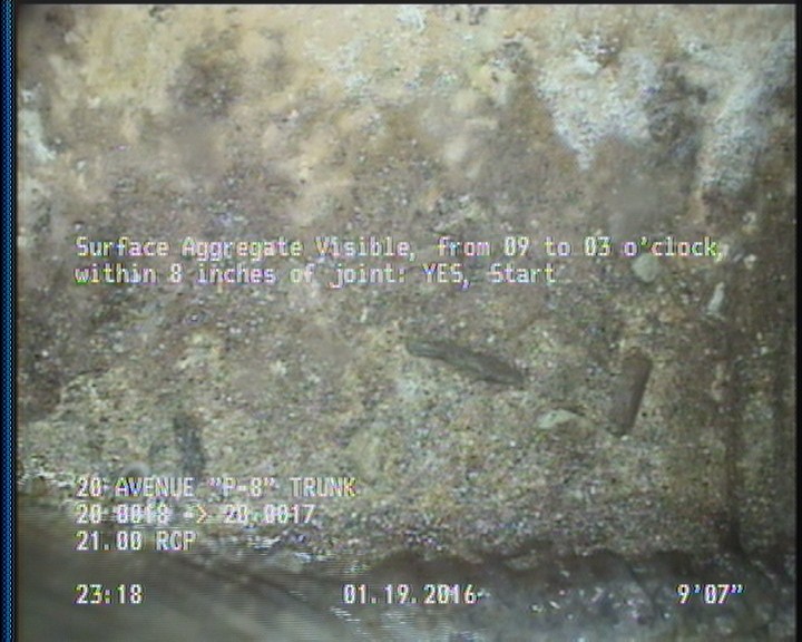 Surface Aggregate Visible, from 09 to 03 o'clock, within 8 inches of joint: YES, Start