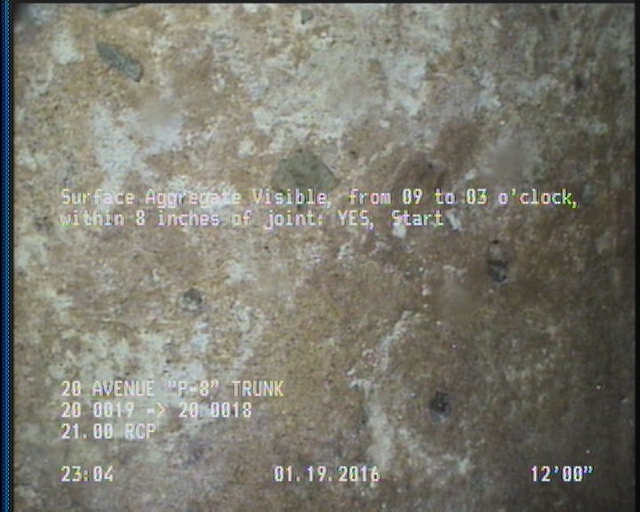 Surface Aggregate Visible, from 09 to 03 o'clock, within 8 inches of joint: YES, Start