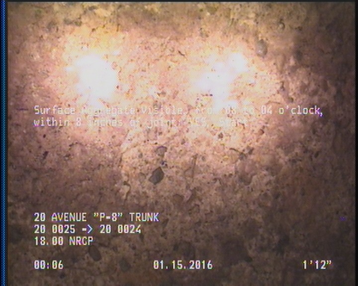 Surface Aggregate Visible, from 08 to 04 o'clock, within 8 inches of joint: YES, Start