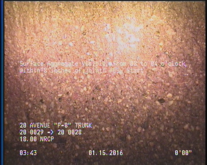 Surface Aggregate Visible, from 08 to 04 o'clock, within 8 inches of joint: YES, Start
