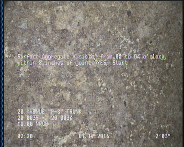 Surface Aggregate Visible, from 08 to 04 o'clock, within 8 inches of joint: YES, Start