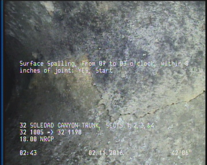 Surface Spalling, from 09 to 03 o'clock, within 8 inches of joint: YES, Start