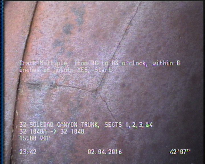 Crack Multiple, from 08 to 04 o'clock, within 8 inches of joint: YES