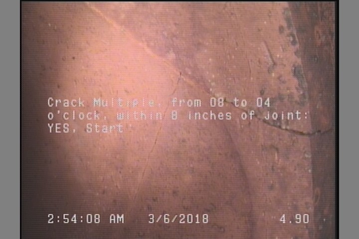 Crack Multiple, from 08 to 04 o'clock, within 8 inches of joint: YES, Start