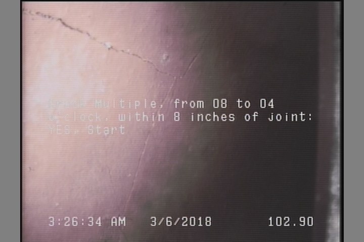 Crack Multiple, from 08 to 04 o'clock, within 8 inches of joint: YES, Start