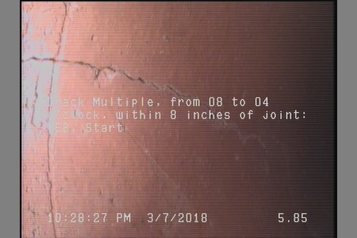 Crack Multiple, from 08 to 04 o'clock, within 8 inches of joint: YES, Start