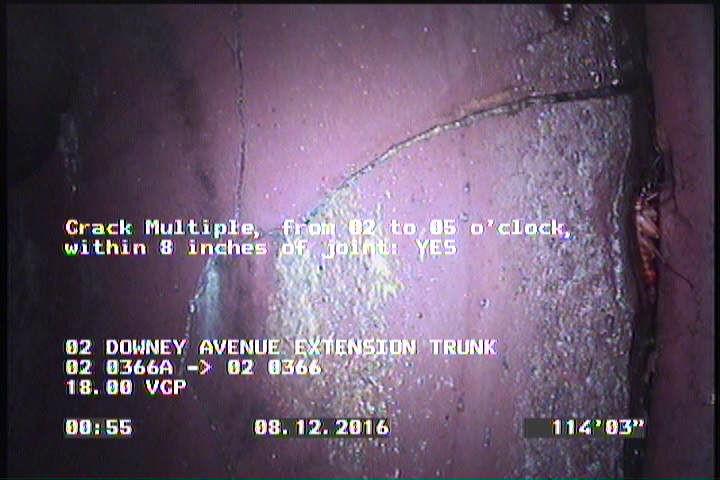Crack Multiple, from 02 to 05 o'clock, within 8 inches of joint: YES
