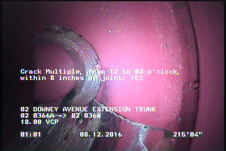 Crack Multiple, from 12 to 02 o'clock, within 8 inches of joint: YES