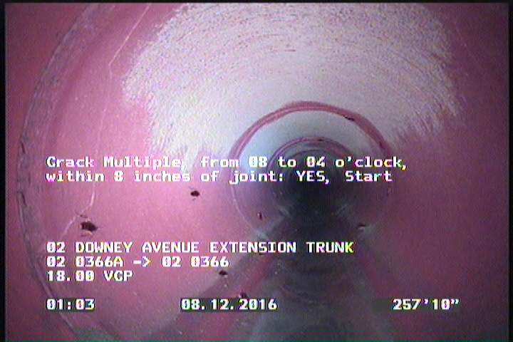 Crack Multiple, from 08 to 04 o'clock, within 8 inches of joint: YES, Start