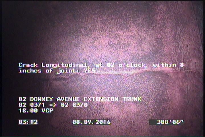 Crack Longitudinal, at 02 o'clock, within 8 inches of joint: YES