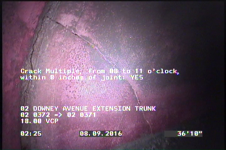 Crack Multiple, from 08 to 11 o'clock, within 8 inches of joint: YES