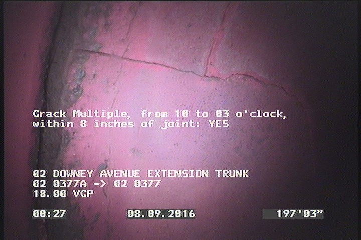 Crack Multiple, from 10 to 03 o'clock, within 8 inches of joint: YES