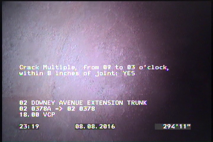 Crack Multiple, from 09 to 03 o'clock, within 8 inches of joint: YES