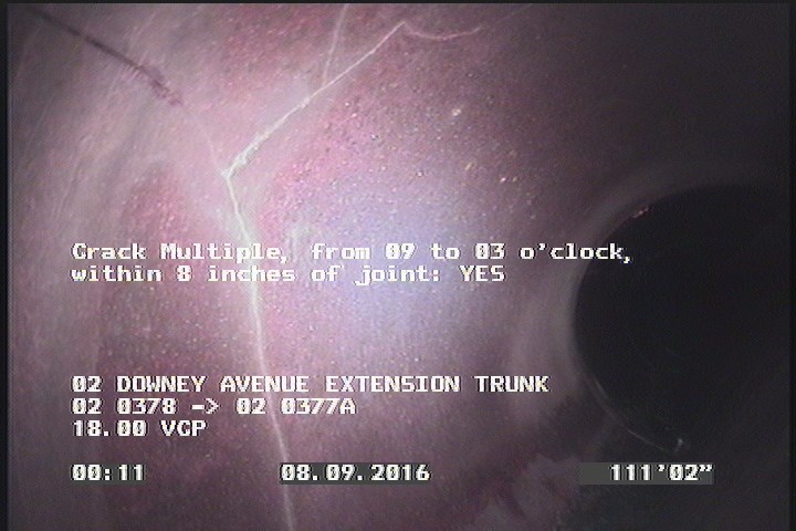 Crack Multiple, from 09 to 03 o'clock, within 8 inches of joint: YES