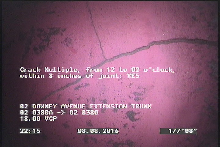 Crack Multiple, from 12 to 02 o'clock, within 8 inches of joint: YES