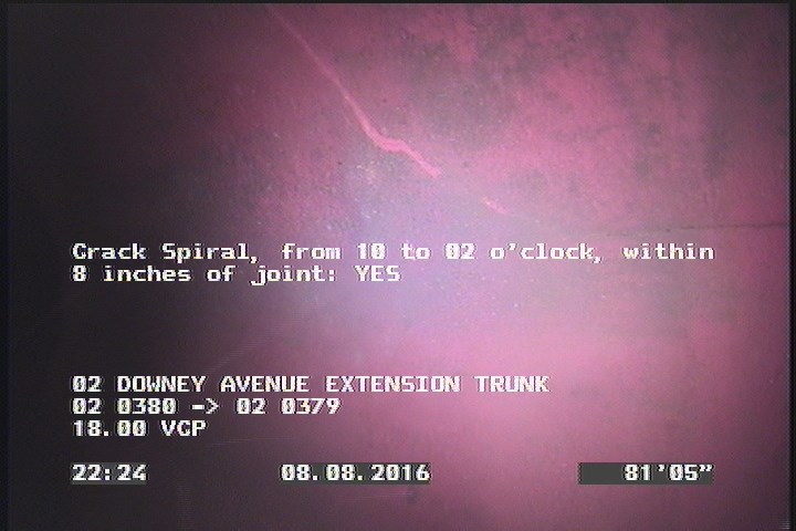 Crack Spiral, from 10 to 02 o'clock, within 8 inches of joint: YES