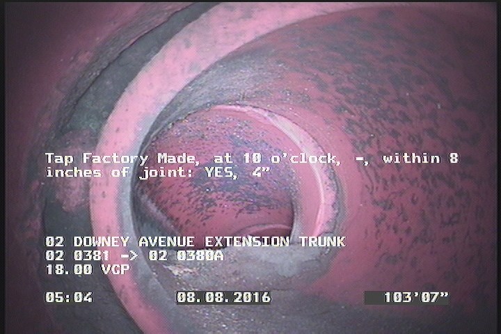 Tap Factory Made, at 10 o'clock, -, within 8 inches of joint: YES, 4"