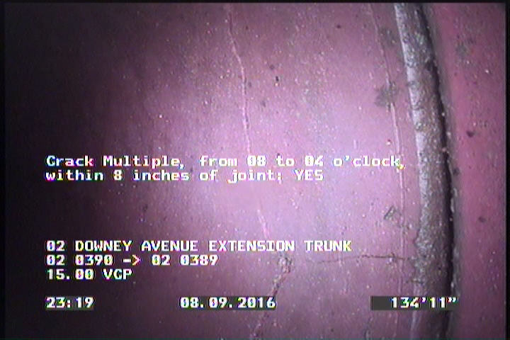 Crack Multiple, from 08 to 04 o'clock, within 8 inches of joint: YES