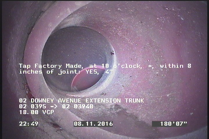 Tap Factory Made, at 10 o'clock, -, within 8 inches of joint: YES, 4"