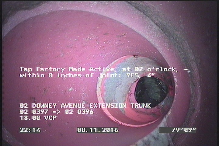 Tap Factory Made Active, at 02 o'clock, -, within 8 inches of joint: YES, 4"