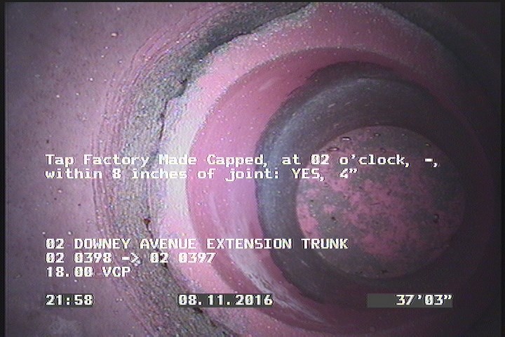 Tap Factory Made Capped, at 02 o'clock, -, within 8 inches of joint: YES, 4"
