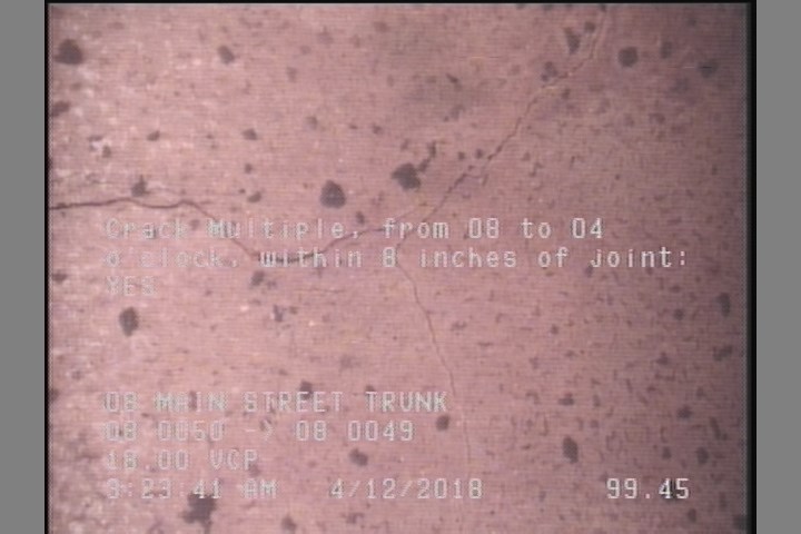 Crack Multiple, from 08 to 04 o'clock, within 8 inches of joint: YES