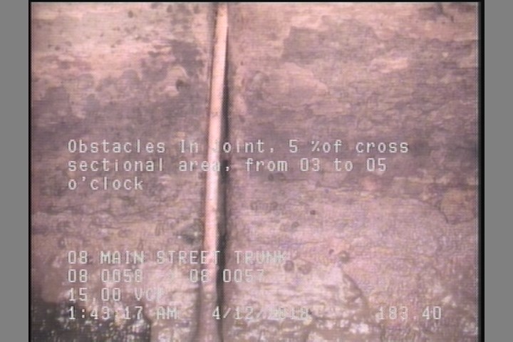 Obstacles In Joint, 5 %of cross sectional area, from 03 to 05 o'clock
