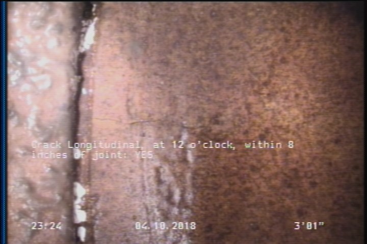 Crack Longitudinal, at 12 o'clock, within 8 inches of joint: YES