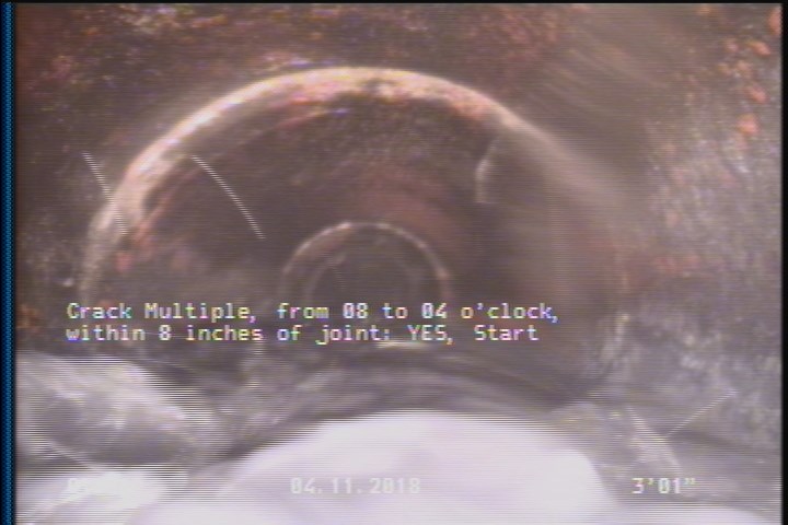 Crack Multiple, from 08 to 04 o'clock, within 8 inches of joint: YES, Start