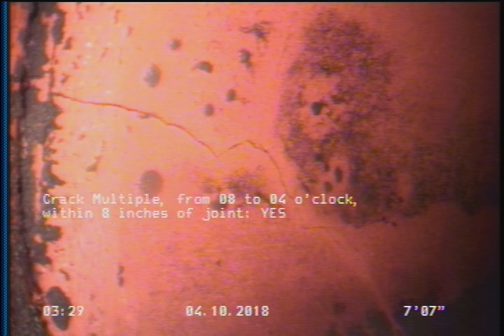 Crack Multiple, from 08 to 04 o'clock, within 8 inches of joint: YES