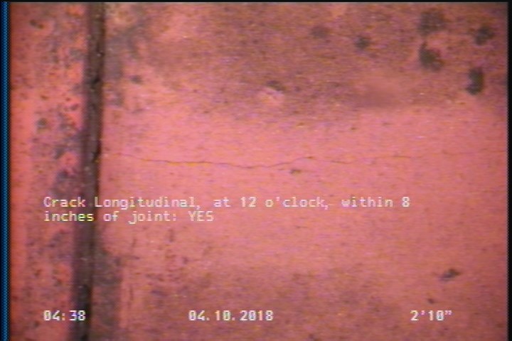 Crack Longitudinal, at 12 o'clock, within 8 inches of joint: YES