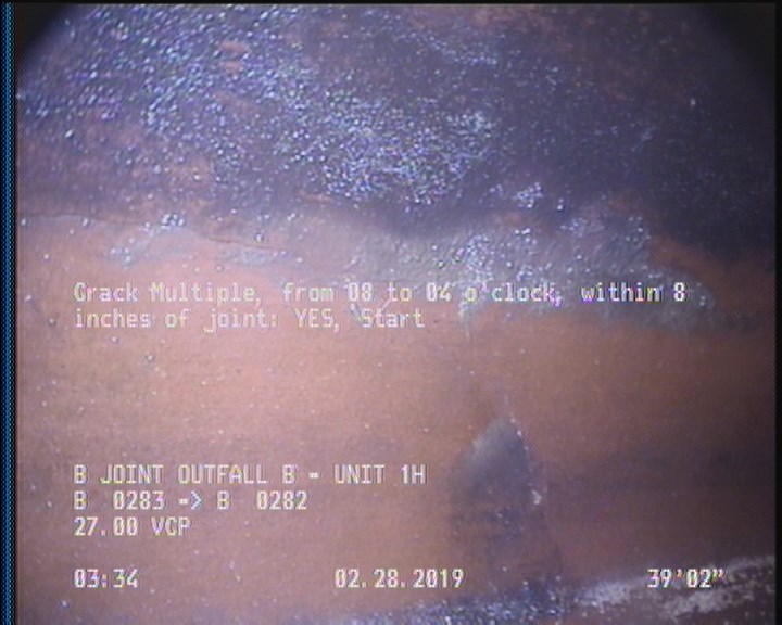 Crack Multiple, from 08 to 04 o'clock, within 8 inches of joint: YES, Start