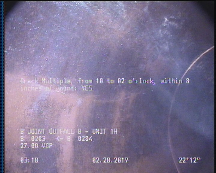 Crack Multiple, from 10 to 02 o'clock, within 8 inches of joint: YES