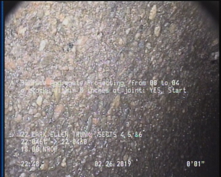 Surface Aggregate Projecting, from 08 to 04 o'clock, within 8 inches of joint: YES, Start