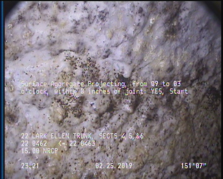 Surface Aggregate Projecting, from 09 to 03 o'clock, within 8 inches of joint: YES, Start